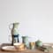 Hello Honey; Hello Honey® 8" Blue Hand-Painted Wax Relief Pattern Stoneware Pitcher; Category:Pitchers; Image:3